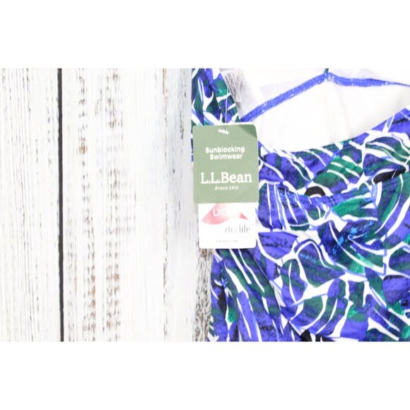 LL Bean Blue Mix-and-Match Swimwear Halter Tankini Top Print Size 4 - Picture 6 of 7